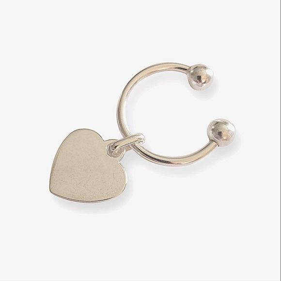 sterling silver heart and hoop keychain  new 925 engravable! - Picture 1 of 2